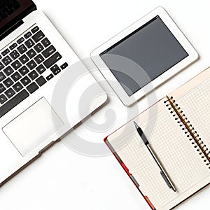 Online education learning isolated on white background photo