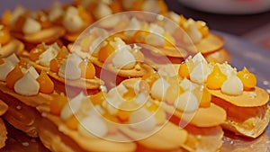 A visual and culinary masterpiece, these yellow cream canape elevate the art of fine dining.