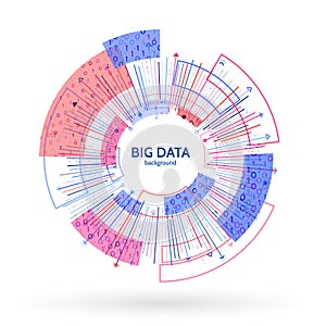 Visual data stream information. Abstract data conection structure. Futuristic information complexity.