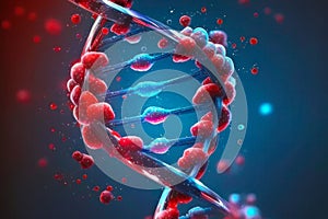 Visual depiction of Human DNA helix in bodily liquid