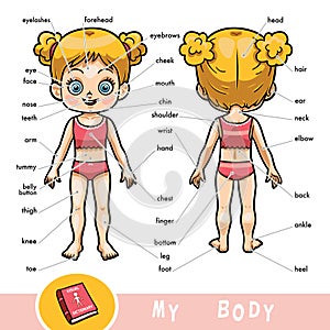 Visual dictionary for children about the human body, girl