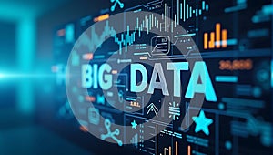 A visual display of big data using infographic elements, symbolizing the processing and analysis of large datasets in information