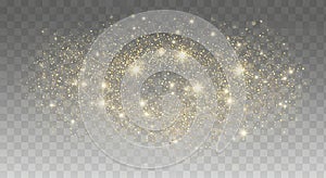 Elegant gold glitter overlay dust isolated effect