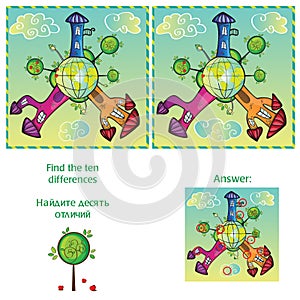 Visual Game - find 10 differences with answer