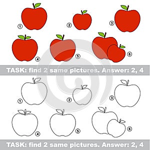 Visual game. Find hidden couple of apple