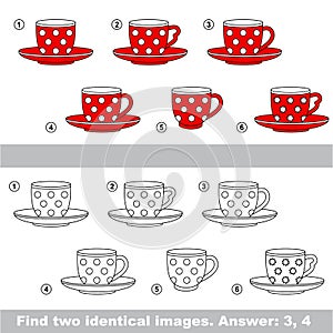 Visual game. Find hidden couple of Red Tea Pairs.