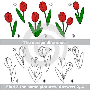 Visual game. Find hidden couple of Tulips