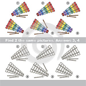 Visual game. Find hidden couple of Xylophones