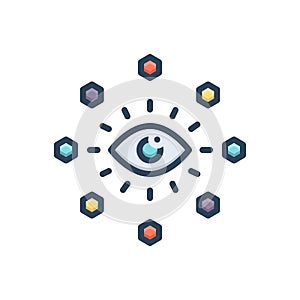 Color illustration icon for Visual, scene and optical