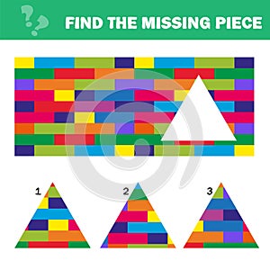 Visual logic puzzle. Find missing piece - Puzzle game for Children.