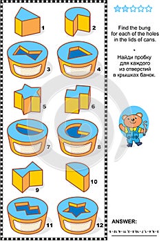 Visual math puzzle - match bungs and holes