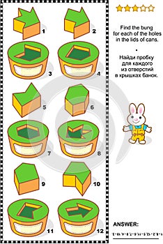 Visual math puzzle - match bungs and holes