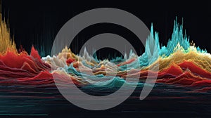 A visual of multilayered data visualization where animated graphs represent fluctuations in takt time influenced by