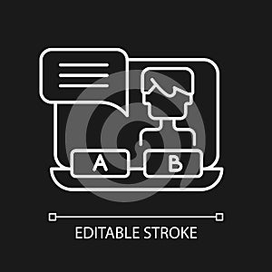Visual novel white linear icon for dark theme photo