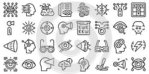 Visual perception icons set outline vector. Future trendy