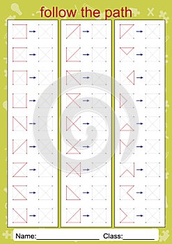 Visual Perceptual Worksheets, follow the path, copy pattern