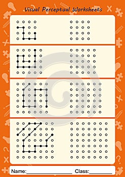 Visual Perceptual Worksheets, follow the path, copy pattern