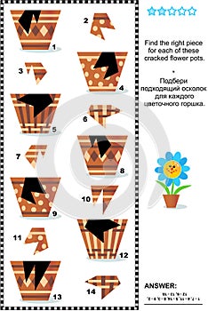 Visual puzzle - match pots and fragments
