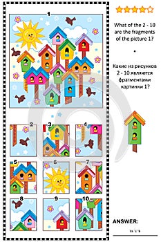 Visual puzzle suitable both for children and adults: What of the 2 - 10 are the fragments of the picture 1? Answer included.