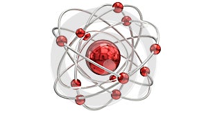 A visual representation of an atom with a nucleus and orbiting electrons