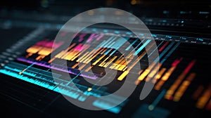 Visual representation of audio waves showing various frequencies and patterns