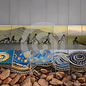 A visual representation of the concept of evolution, with transformative figures, evolving shapes, and symbolic motifs that depi