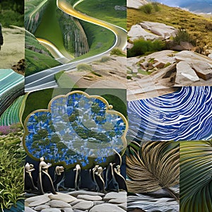 A visual representation of the concept of evolution, with transformative figures, evolving shapes, and symbolic motifs that depi