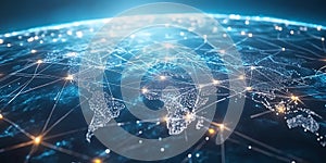 Visual representation of a connected world showcasing global networks and data exchange