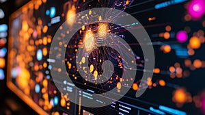 Visual representation of data connections on digital interface during a tech presentation