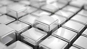 Visual representation of data intelligence with rising metallic blocks concept. Shallow depth of field, 3D rendering