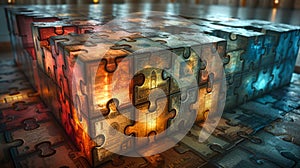 A visual representation of the governments budget as a puzzle box with each side representing a different aspect of the photo