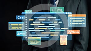 Data Programming Languages, Code Syntax, Web Development, Software Engineering, Computer Science, Technology Background