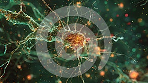 A visual representation of the pruning process with smaller and weaker synapses being pushed off a neuron photo