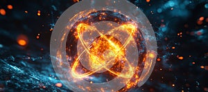 Visual representation of quantum computing concepts including qbits and entanglement. Generative AI