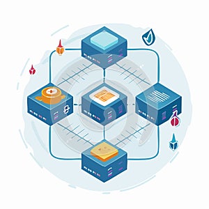 Isometric Blockchain Network Technology Concept