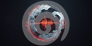 Visual representation of sound waves creating a dynamic circular pattern in a dark background