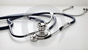 Visual representation of a stethoscope placed against a pristine white background