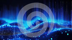 Illuminated Data Visualization Displaying Horizontal Light Columns Against a Dark Background in a Digital Art Style