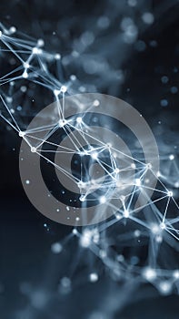 Abstract Neural Network Visualization with Glowing Data Nodes and Interconnected Filaments