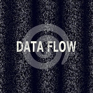 Visualization of binary code in the data stream. Cryptography, bitkoin, hacking, information. Vector. The software machine code.