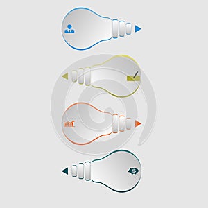 Infographics four bulbs in a circle