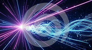 Dynamic neon light trails explode with data speed