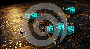 Quantum data processing on a dark motherboard