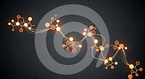 Abstract glowing molecular structure on a dark background