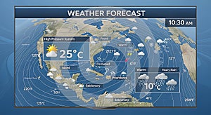 Dynamic digital weather forecast map on TV display