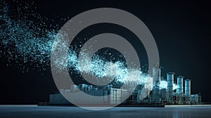 A visualization of emissions output from a cogeneration unit displaying its nearzero emissions compared to traditional