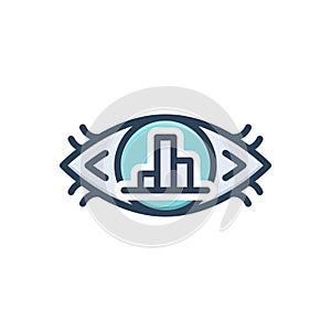Color illustration icon for Visualization, visual and vision