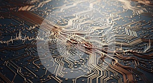 Abstract microchip showing stock market data