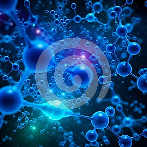 Visualization of a molecular structure, featuring interconnected blue