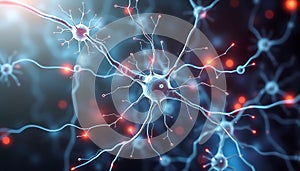 Neural network visualization, abstract brain connections, AI concept, Stock Photo, Generative AI